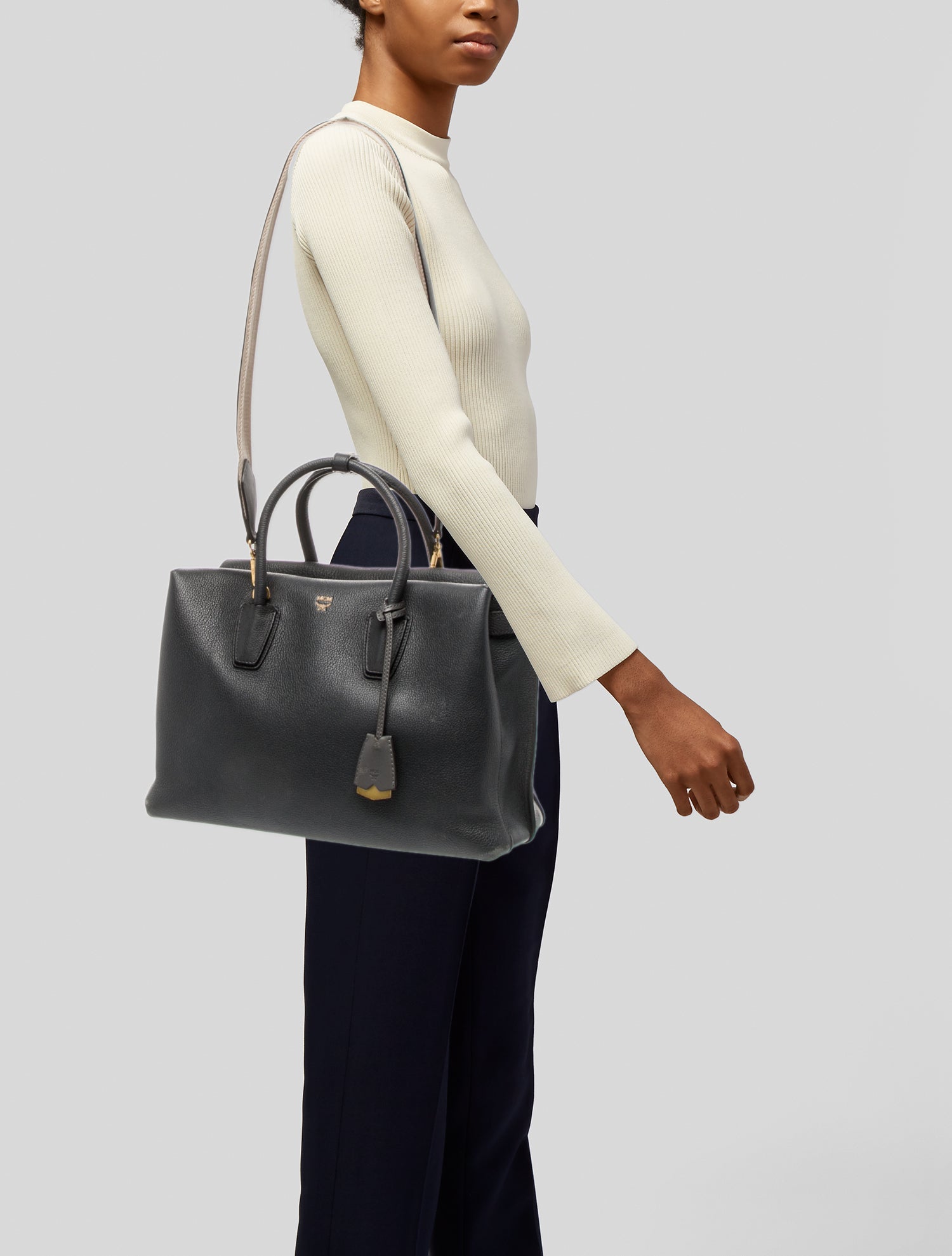 MCM Leather Top Handle Bag