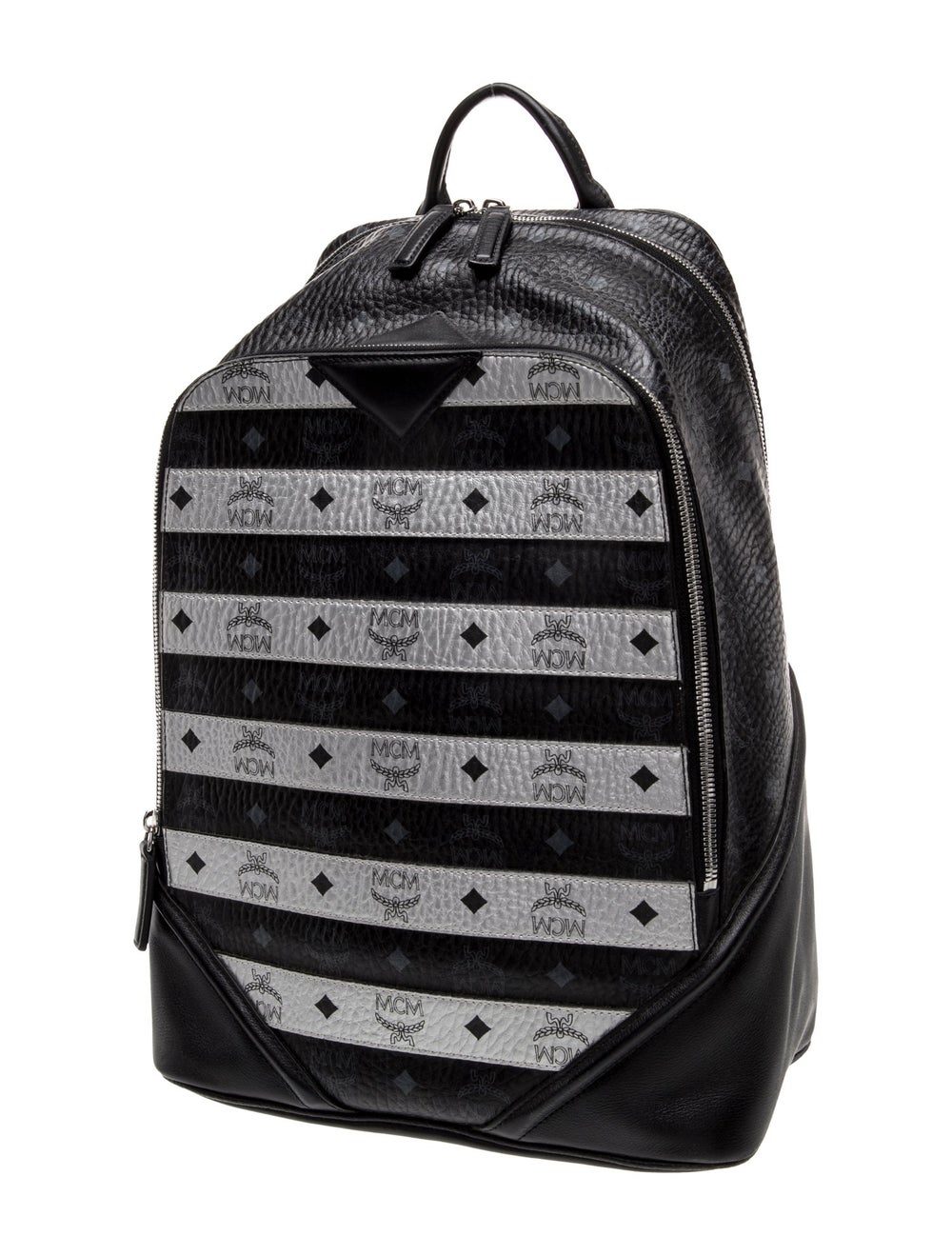 MCM Backpack Black Monogram Pattern & Visetos Sil… - image 2