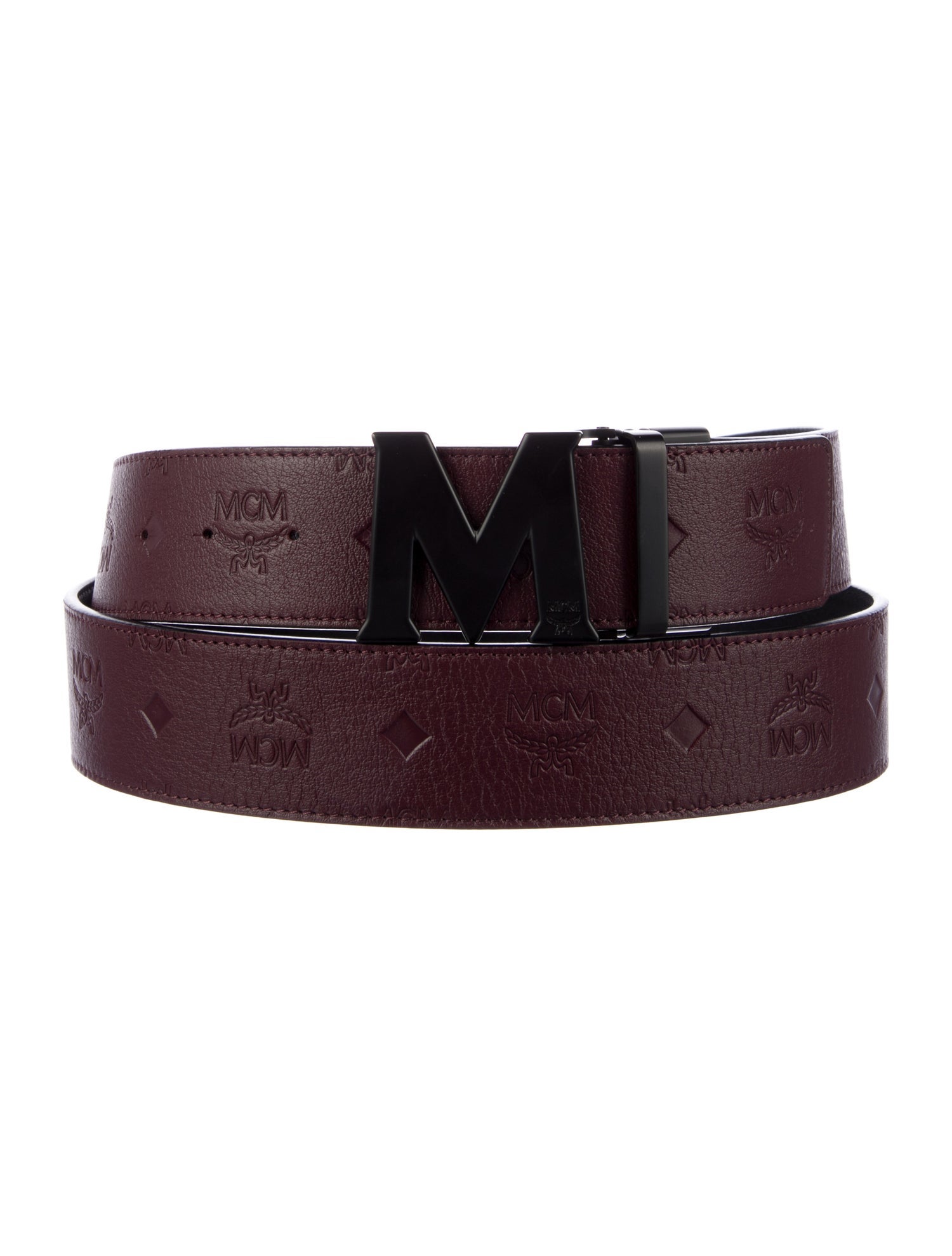 MCM Visetos Reversible Leather Belt Leather Waist Belt