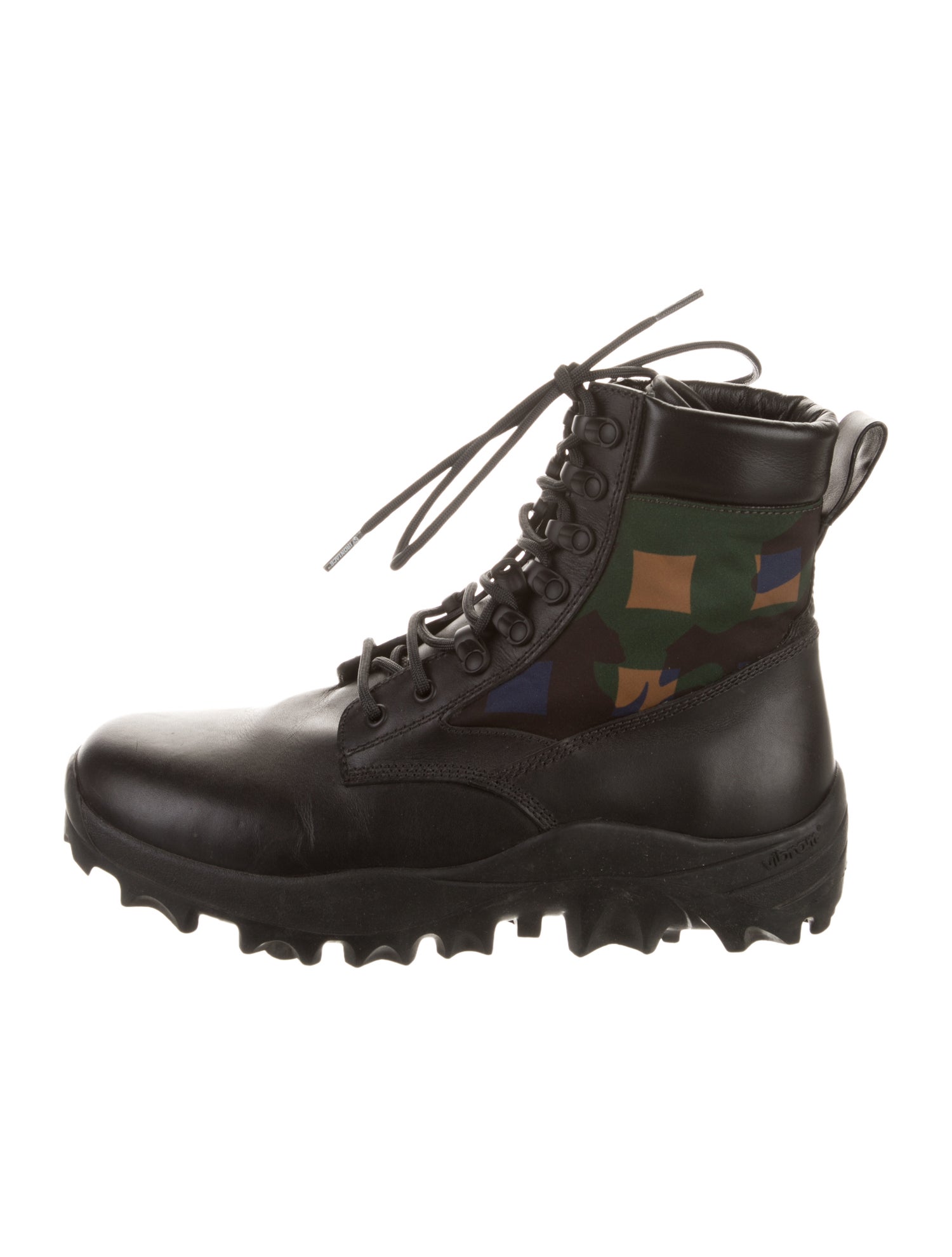 MCM Leather Graphic Print Combat Boots