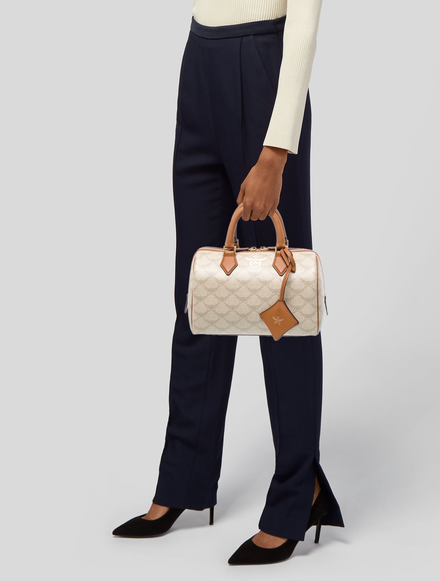 MCM Canvas Top Handle Bag