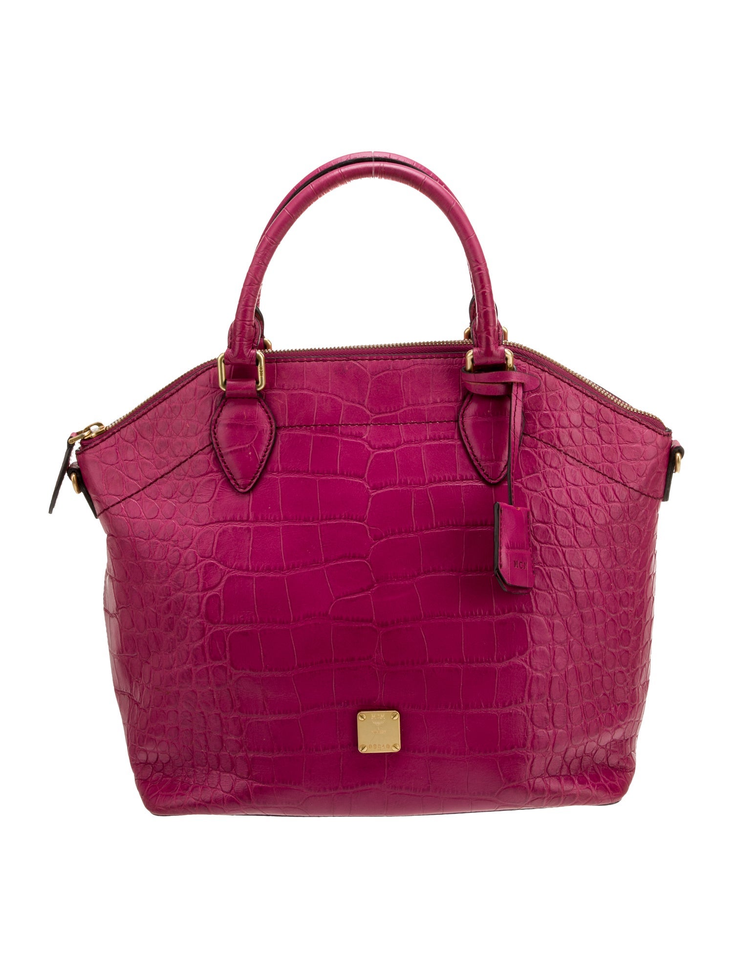 MCM Embossed Leather Top Handle Bag