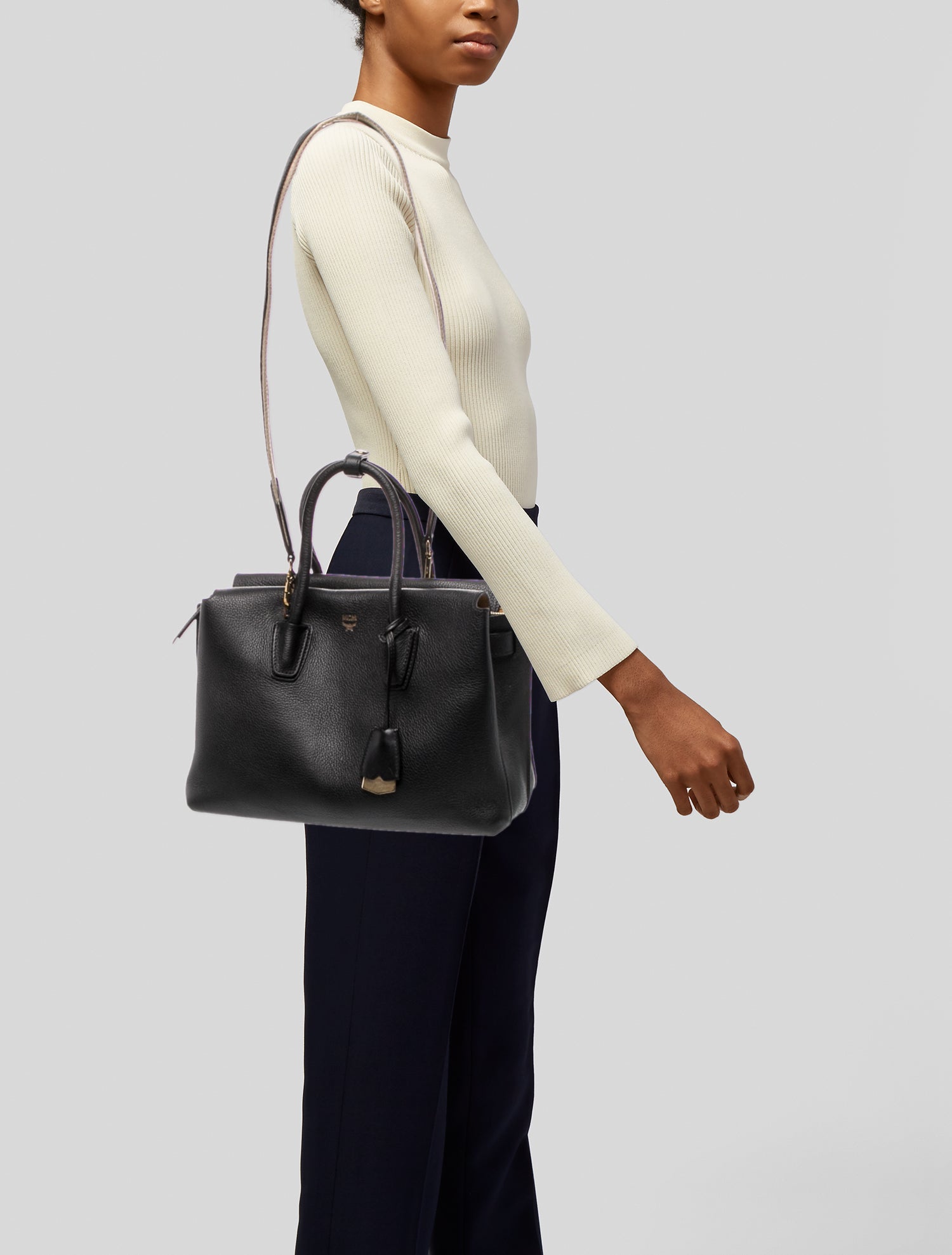 MCM Leather Top Handle Bag