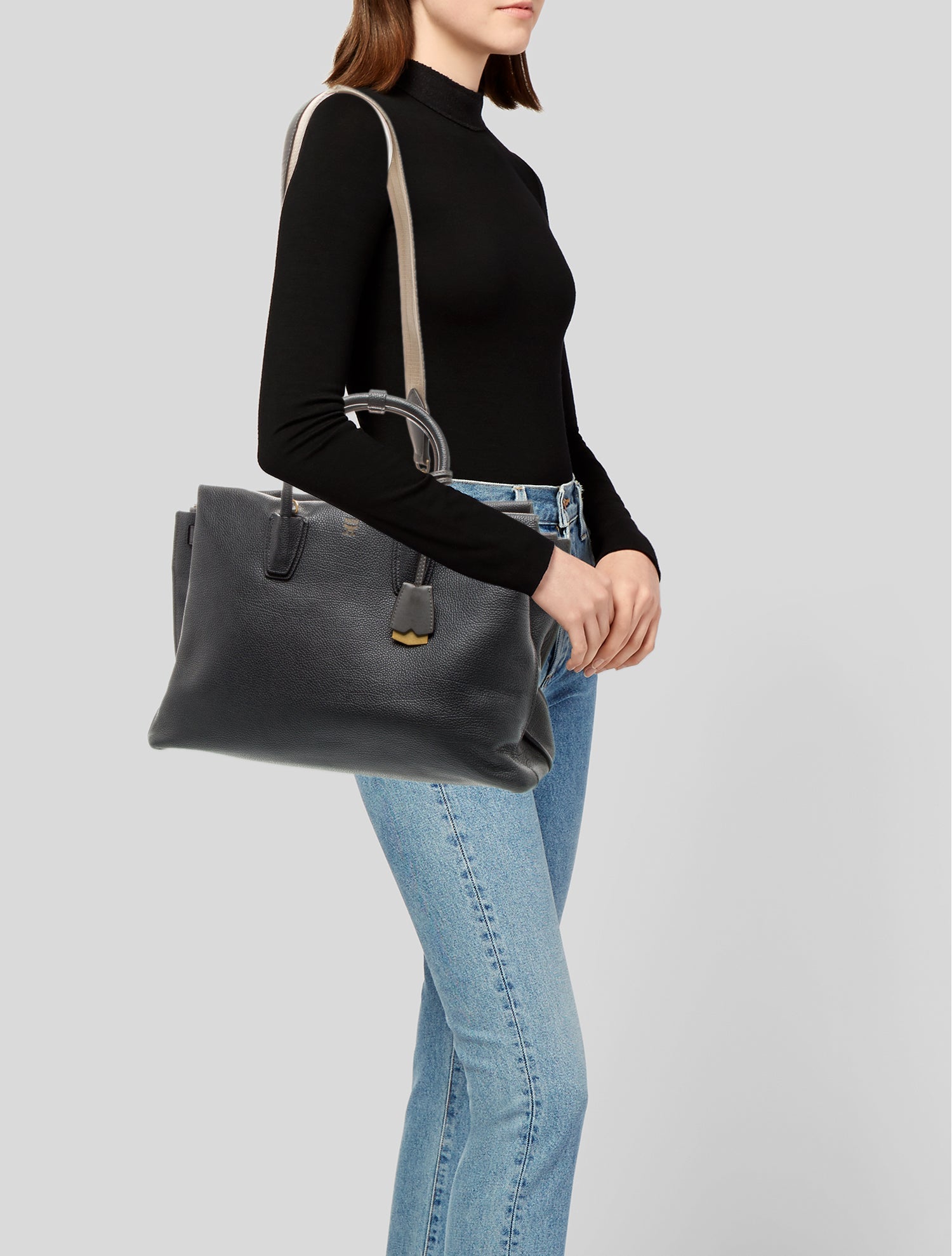 MCM Leather Top Handle Bag