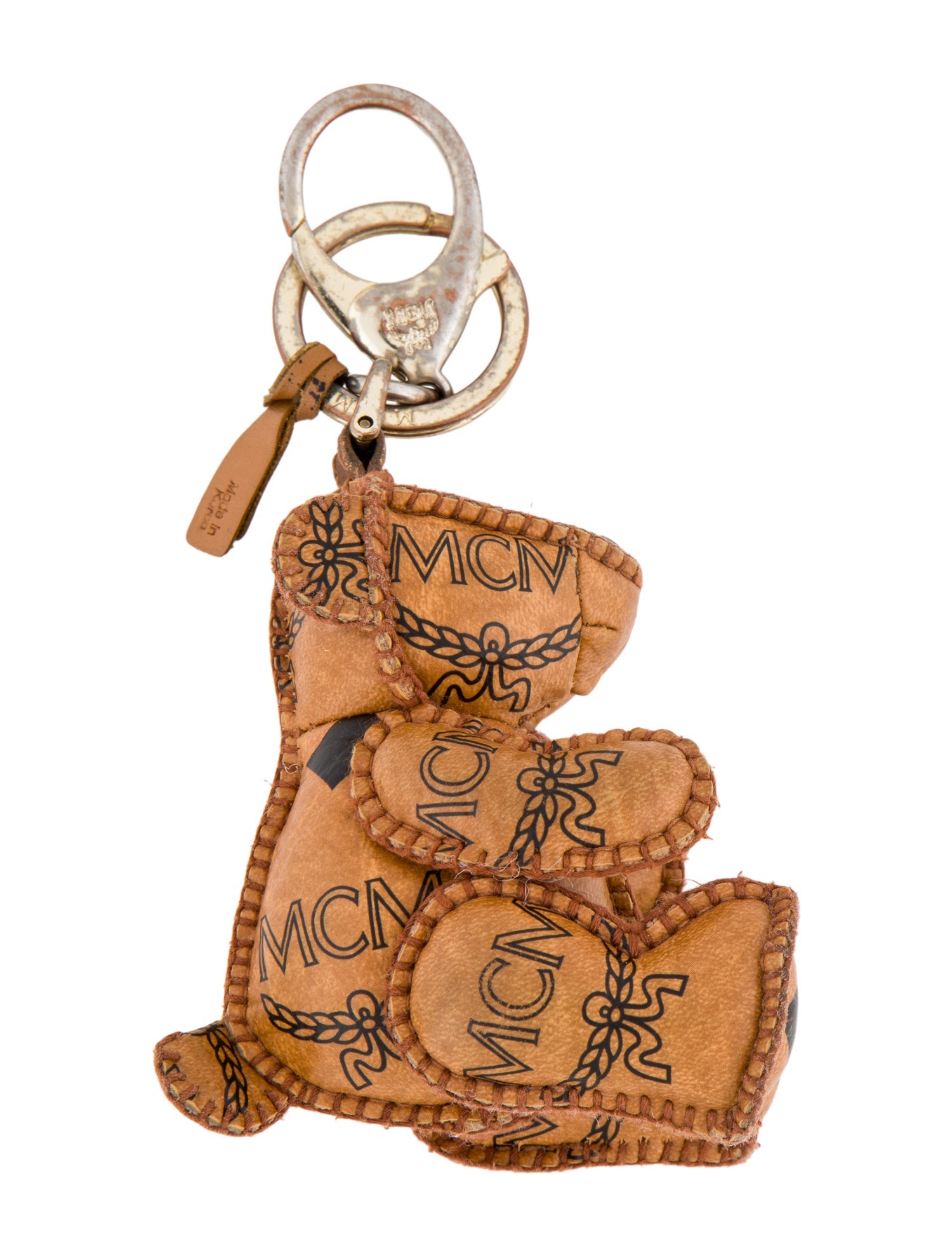 MCM Leather Visetos Bear Bag Charm