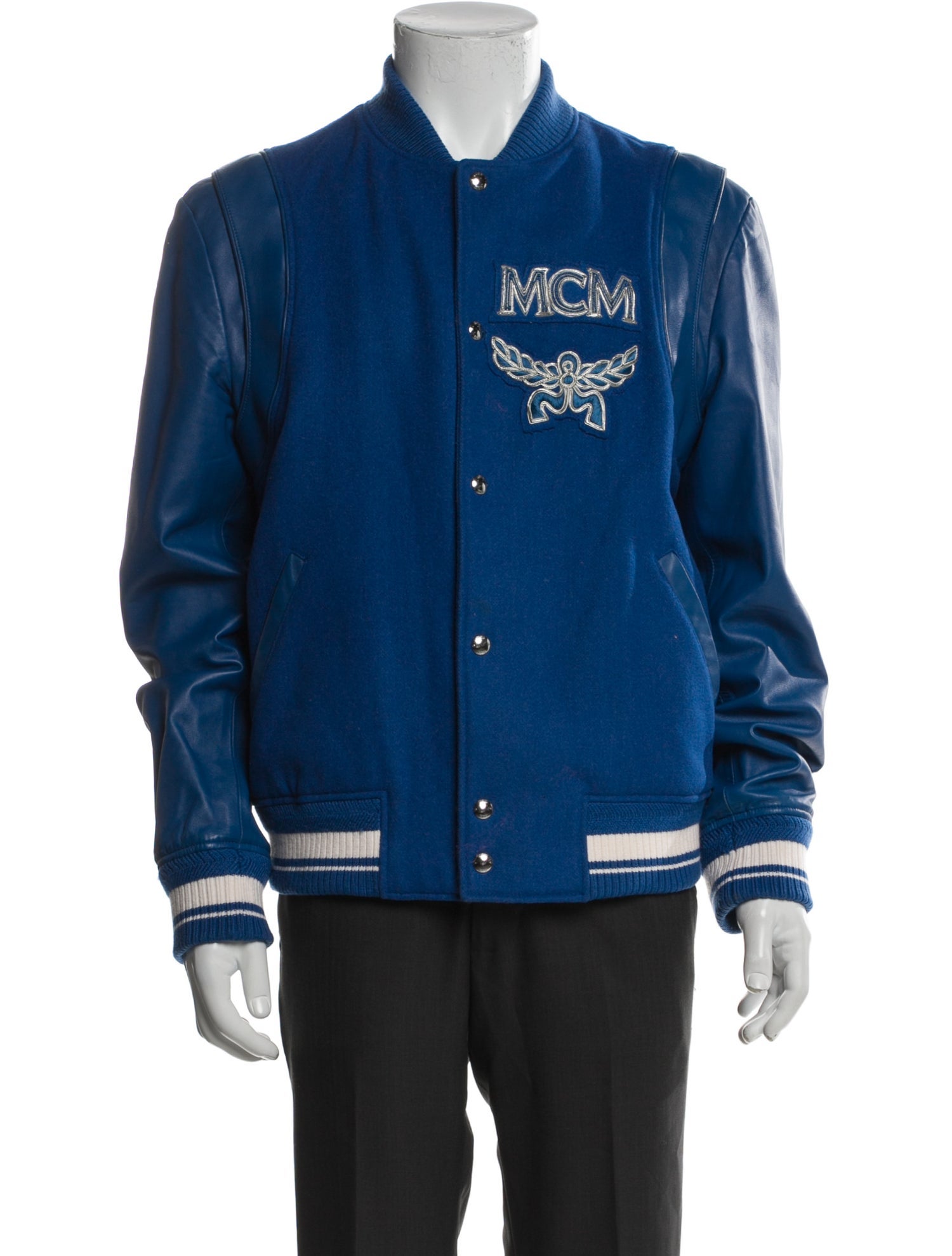 MCM Virgin Wool Graphic Print Varsity Jacket