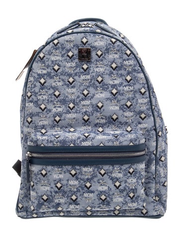 Pre-owned Mcm Canvas Backpack In Blue