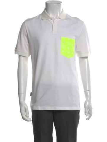 Pre-owned Mcm Graphic Print Crew Neck Polo Shirt In White