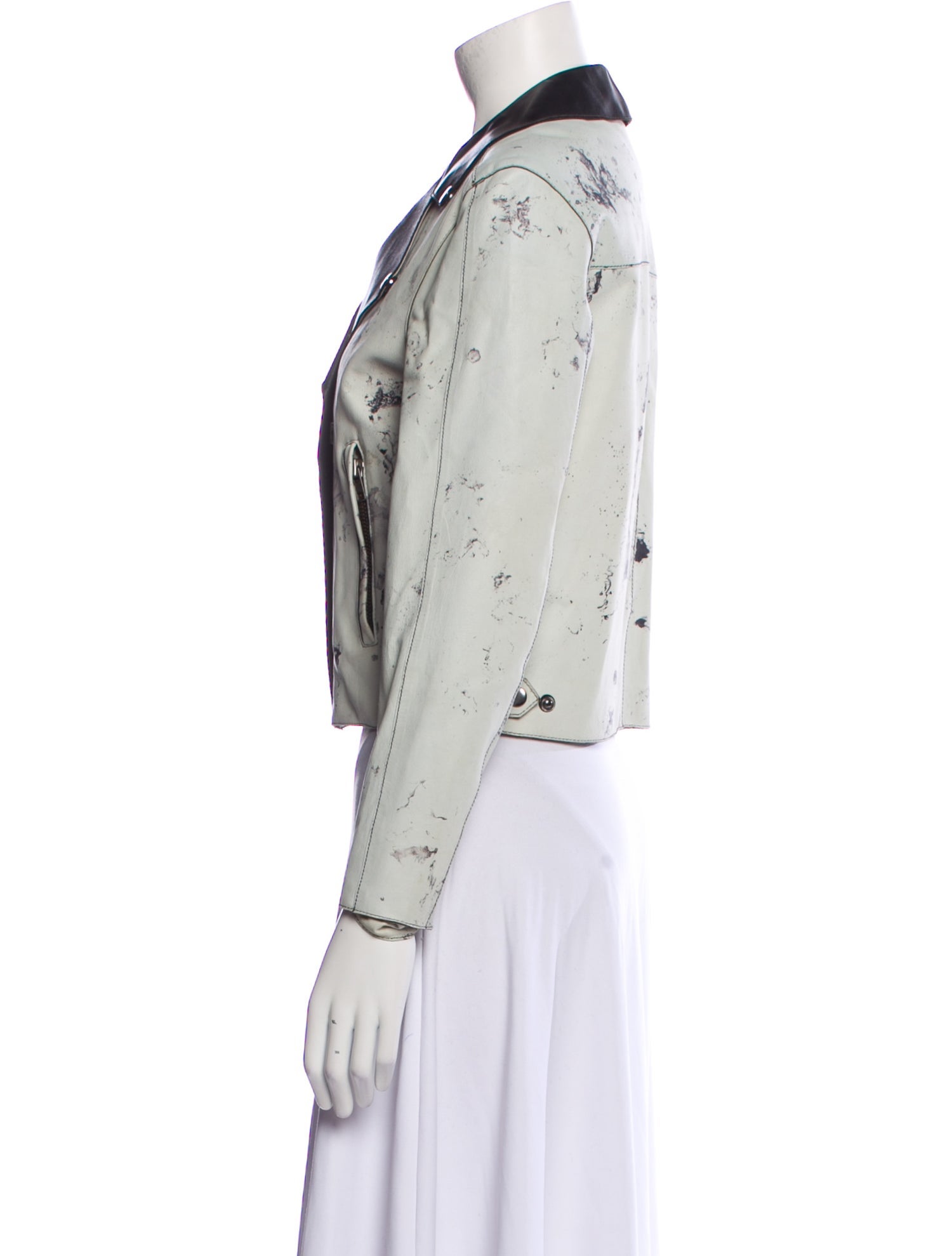 Muubaa Lamb Leather Tie-Dye Print Biker Jacket