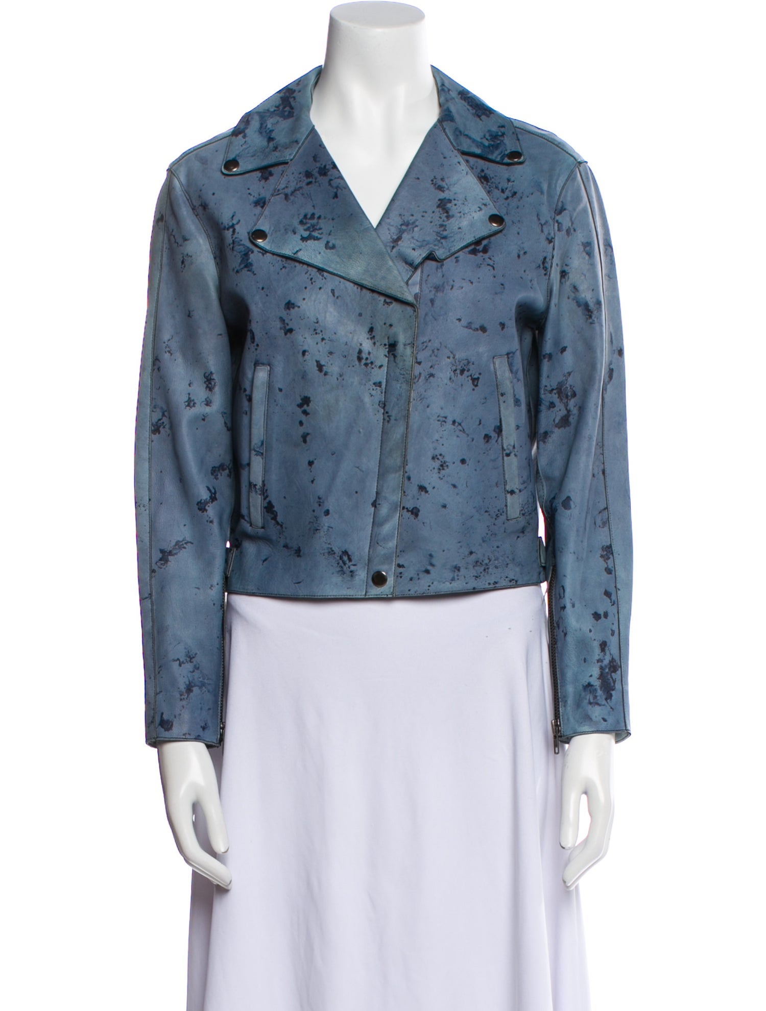 Muubaa Leather Floral Print Jacket