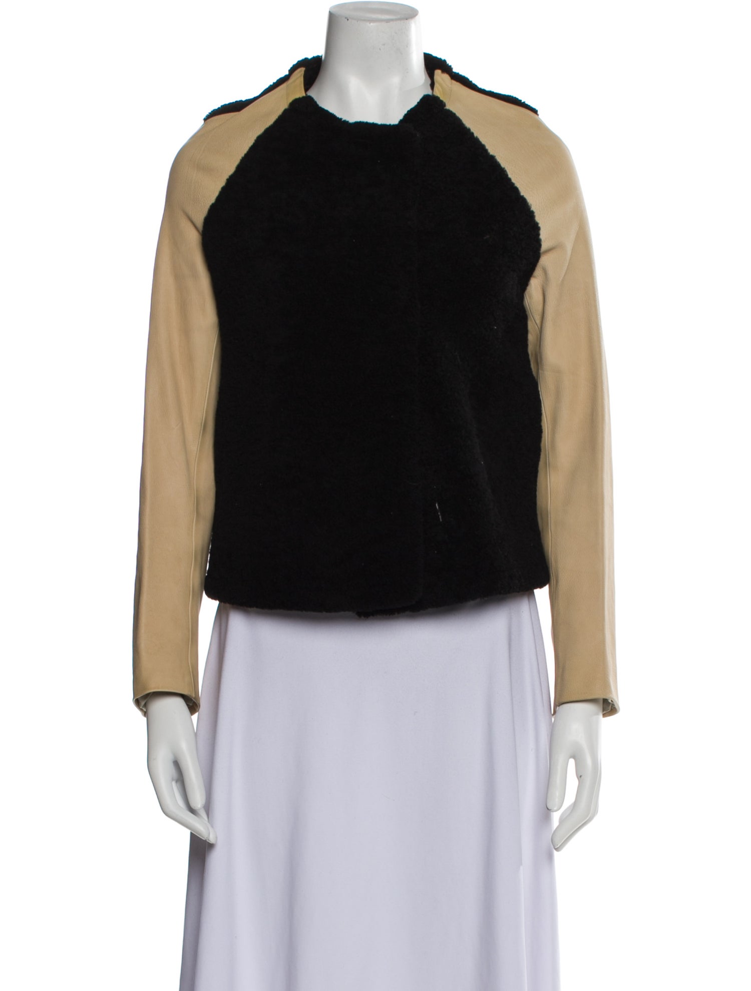 3.1 Phillip Lim Shearling Colorblock Pattern Fur Jacket