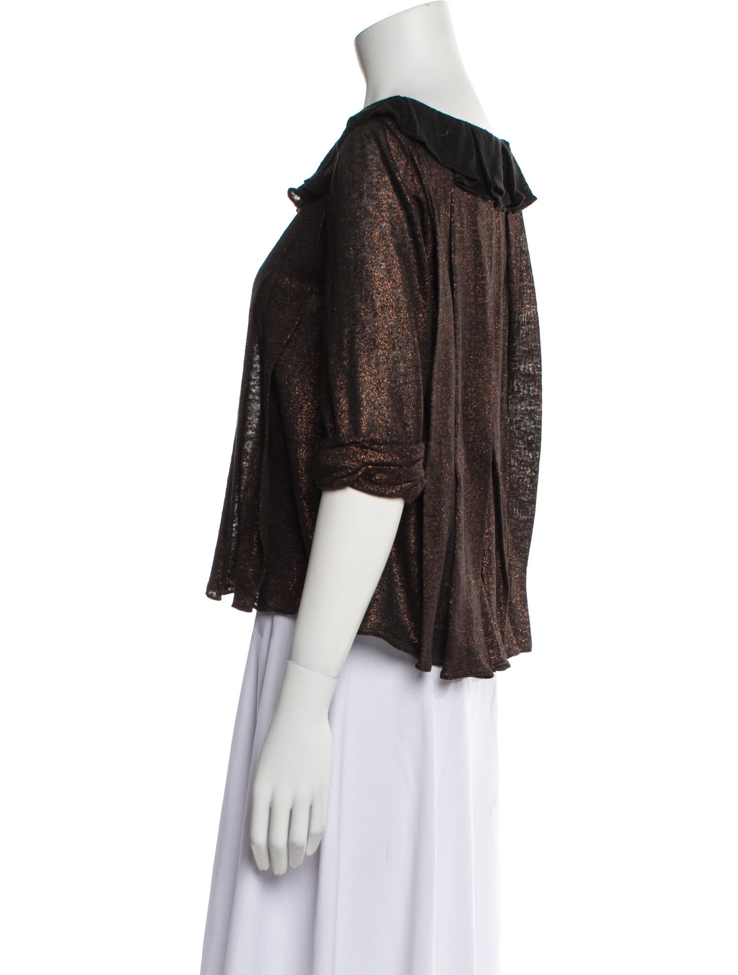 3.1 Phillip Lim Bateau Neckline Three-Quarter Sleeve Crop Top