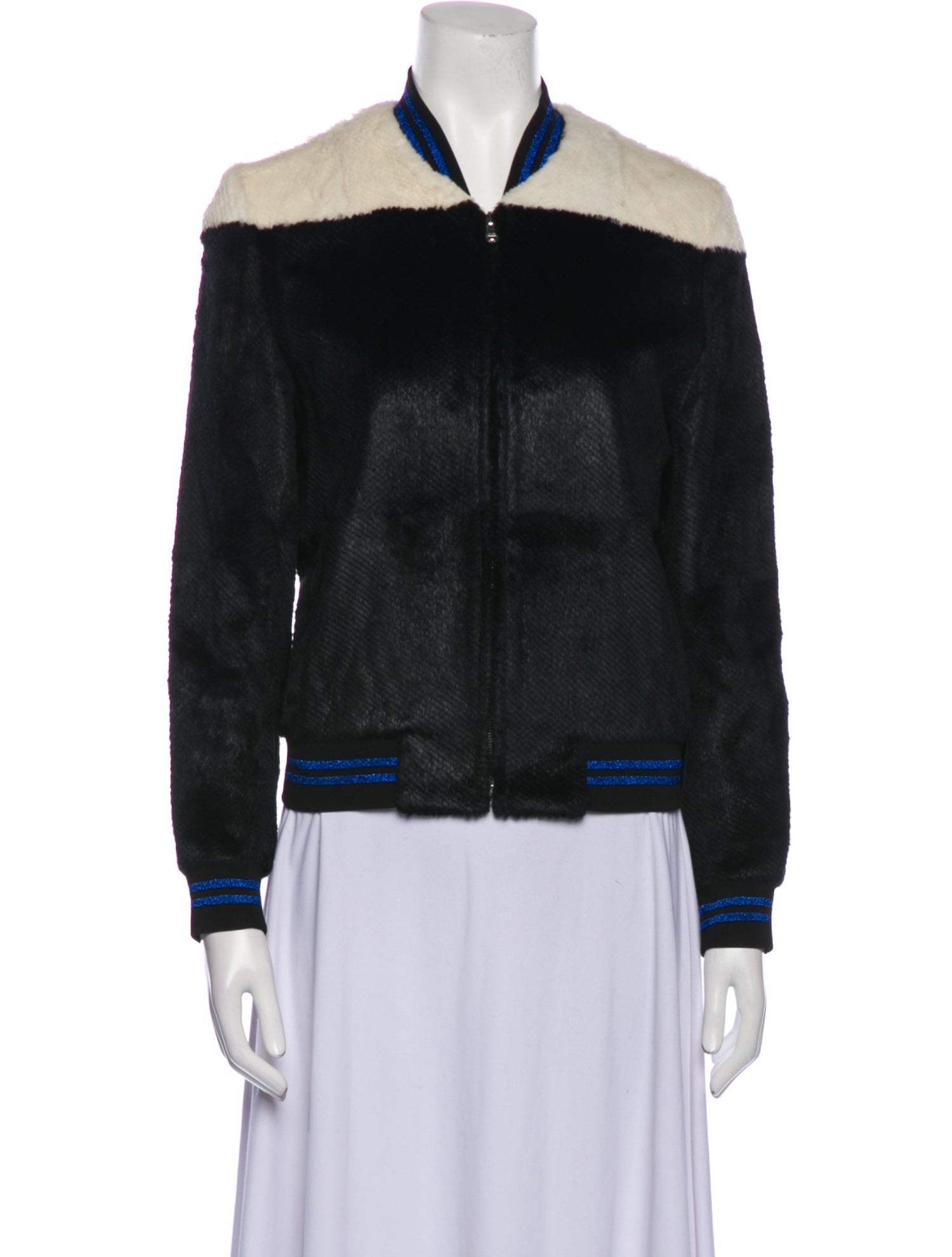 3.1 Phillip Lim Fur Colorblock Pattern Fur Jacket