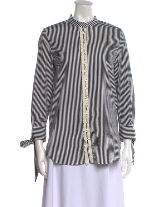 3.1 Phillip Lim Striped Mock Neck Button-Up Top