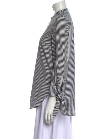 3.1 Phillip Lim Striped Mock Neck Button-Up Top