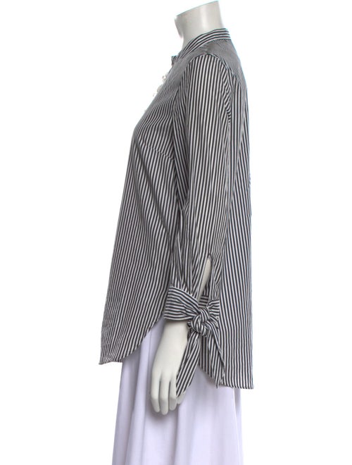 3.1 Phillip Lim Striped Mock Neck Button-Up Top