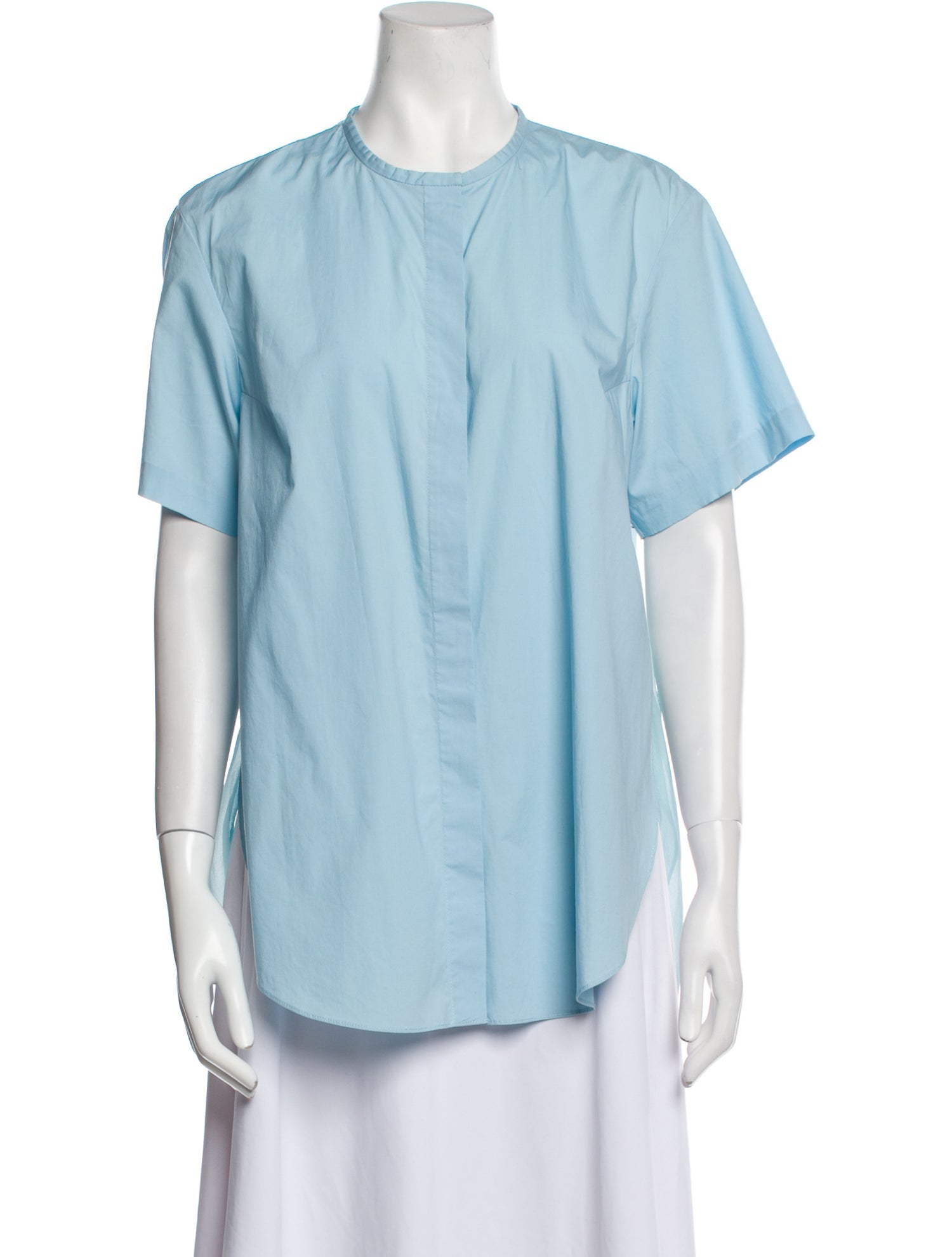 3.1 Phillip Lim Crew Neck Short Sleeve Button-Up Top