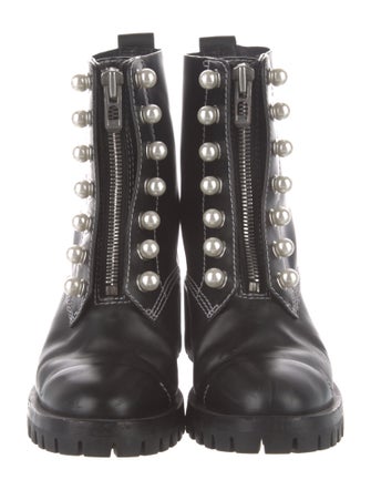 3.1 Phillip Lim Faux Pearl Accents Leather Combat Boots