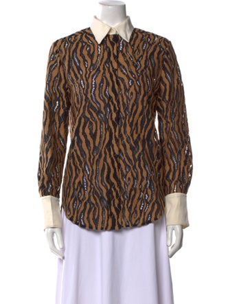 3.1 Phillip Lim Animal Print Long Sleeve Button-Up Top