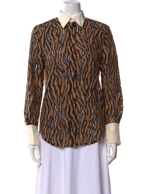 3.1 Phillip Lim Animal Print Long Sleeve Button-Up Top