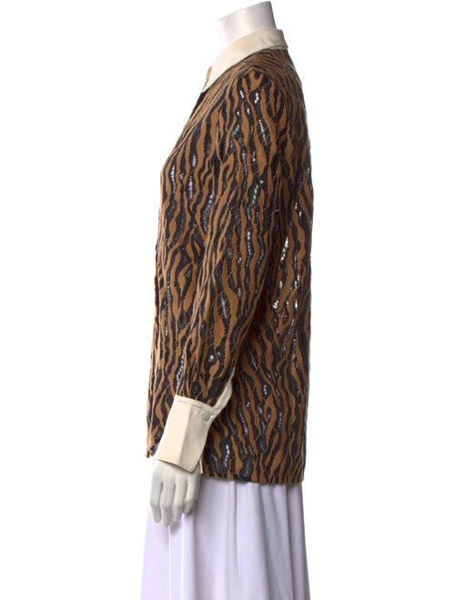 3.1 Phillip Lim Animal Print Long Sleeve Button-Up Top