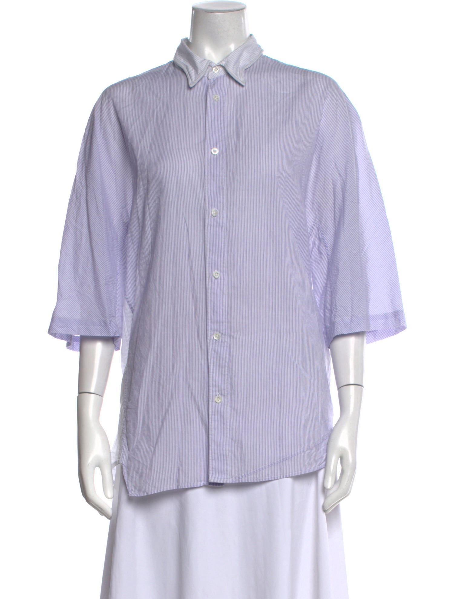 3.1 Phillip Lim Striped Three-Quarter Sleeve Button-Up Top