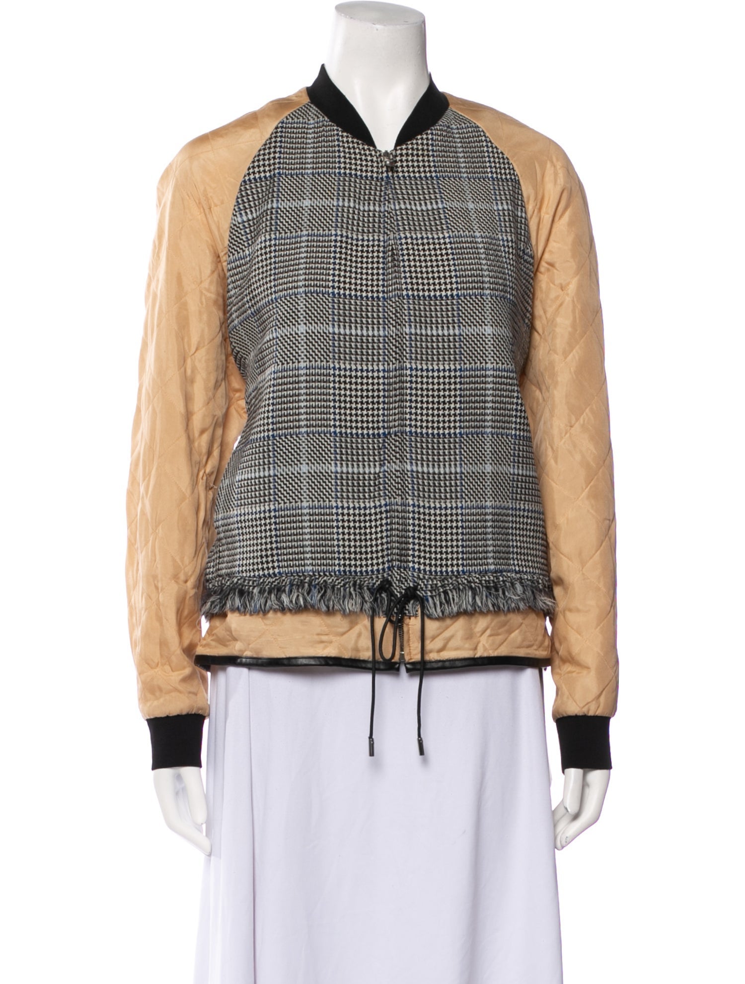 3.1 Phillip Lim Virgin Wool Plaid Print Bomber Jacket