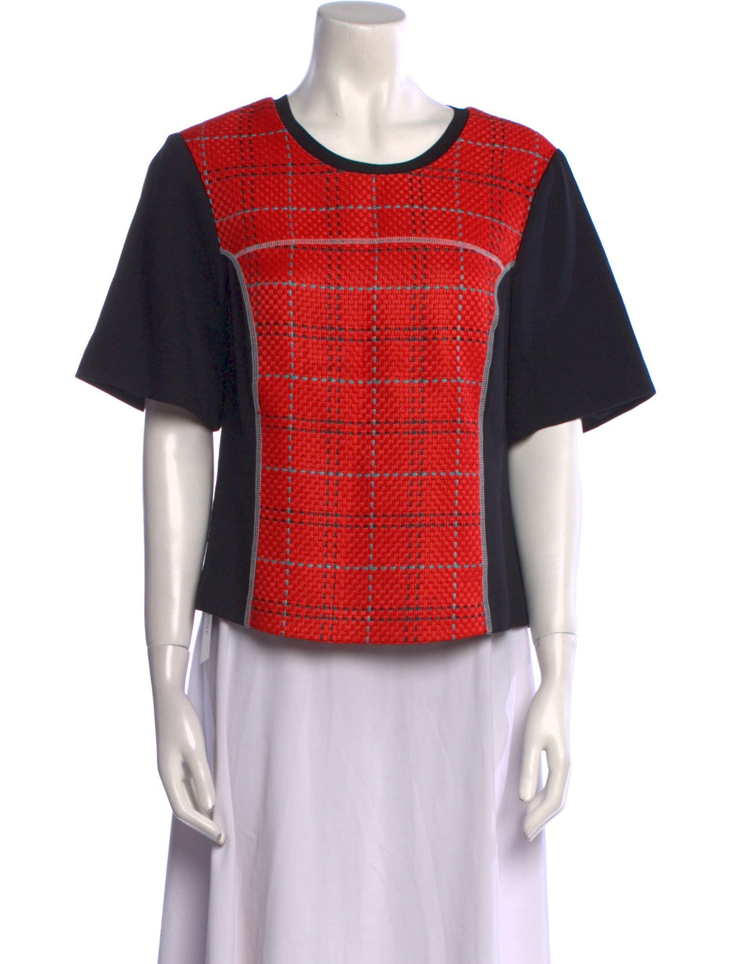 3.1 Phillip Lim Plaid Print Crew Neck T-Shirt