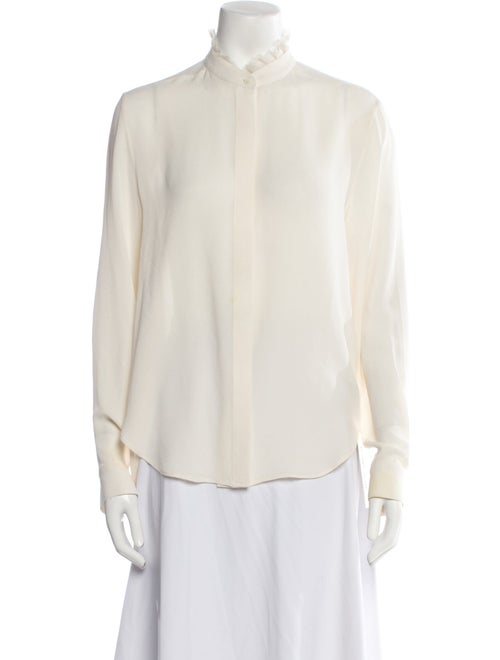3.1 Phillip Lim Silk Mock Neck Button-Up Top