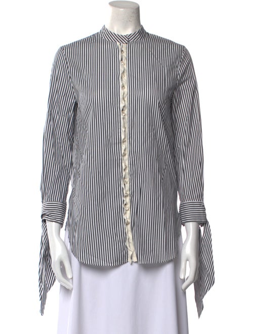 3.1 Phillip Lim Striped Mock Neck Button-Up Top