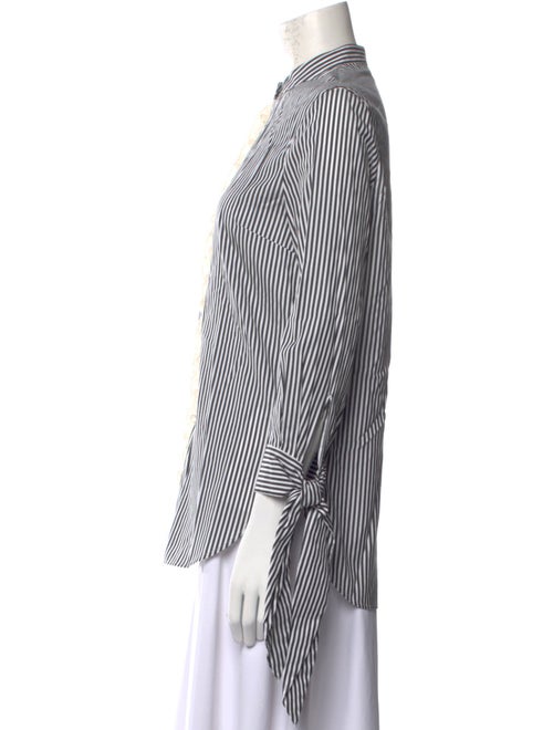 3.1 Phillip Lim Striped Mock Neck Button-Up Top