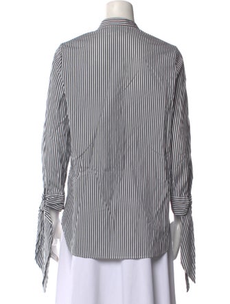 3.1 Phillip Lim Striped Mock Neck Button-Up Top