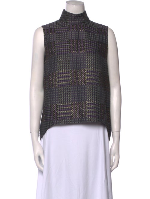3.1 Phillip Lim Houndstooth Print Turtleneck Crop Top