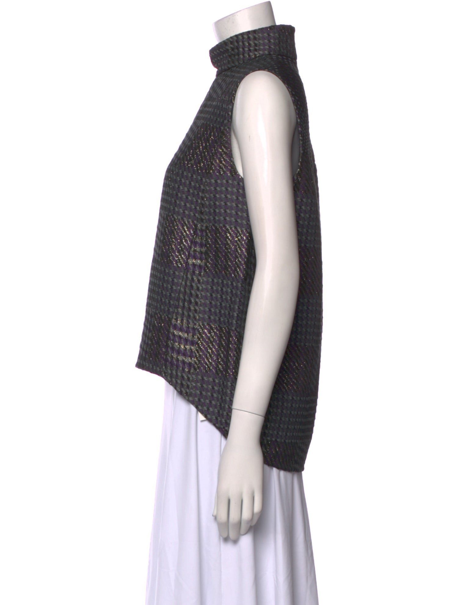 3.1 Phillip Lim Houndstooth Print Turtleneck Crop Top