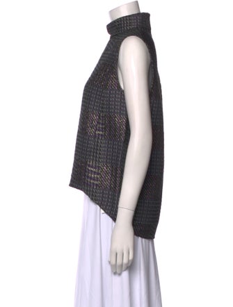 3.1 Phillip Lim Houndstooth Print Turtleneck Crop Top