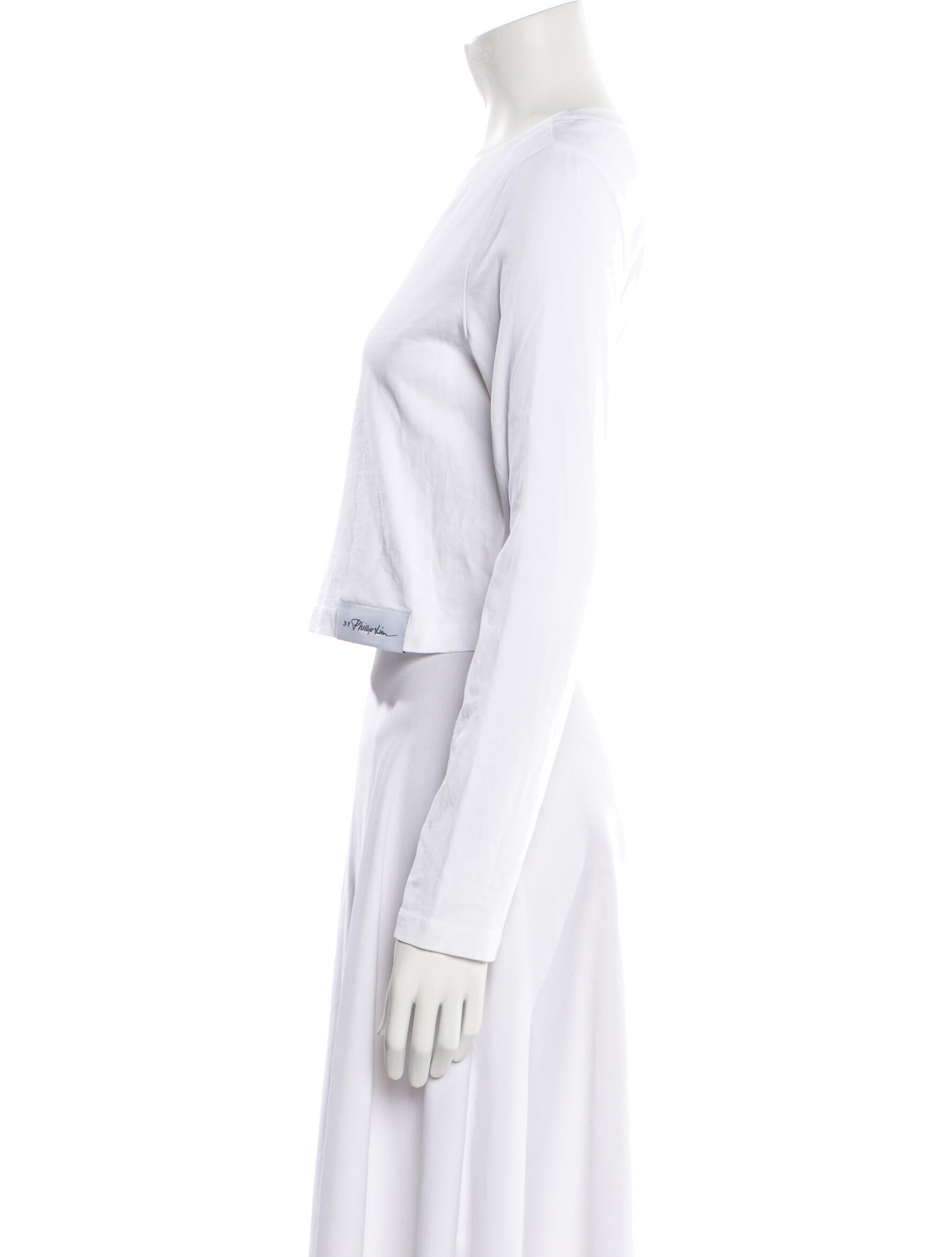 3.1 Phillip Lim Crew Neck Long Sleeve Crop Top