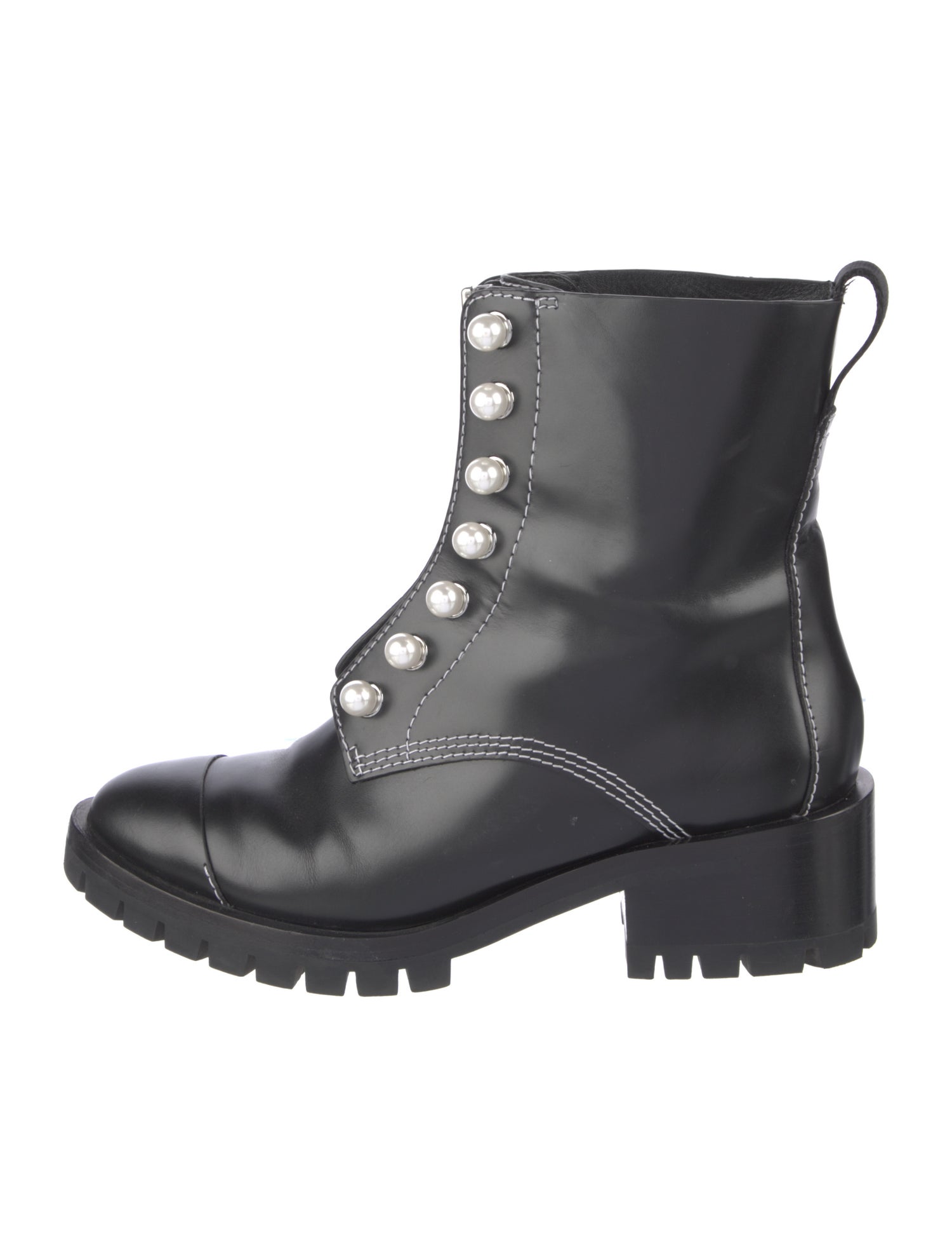 3.1 Phillip Lim Leather Beaded Accents Combat Boots