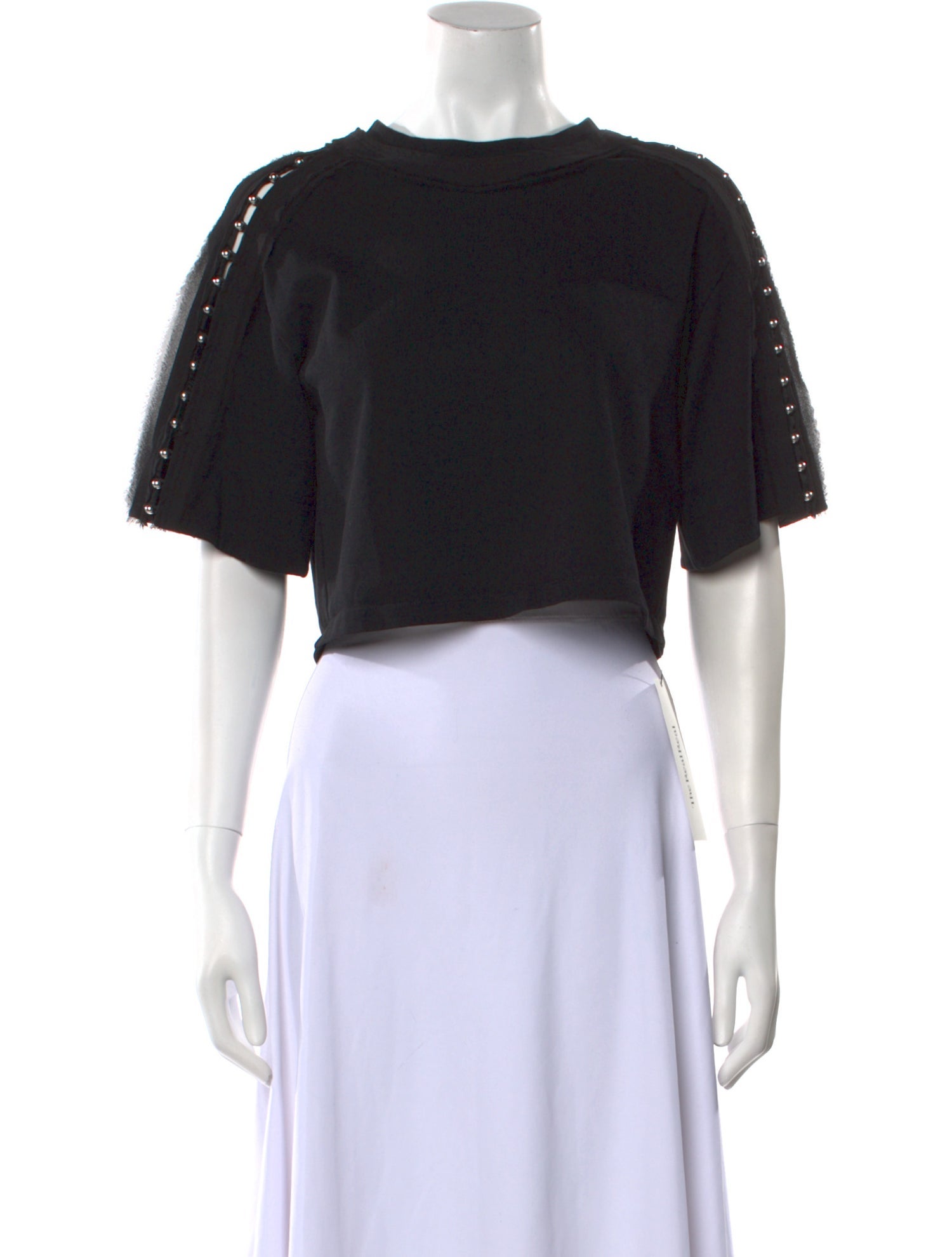 3.1 Phillip Lim Bateau Neckline Short Sleeve Crop Top