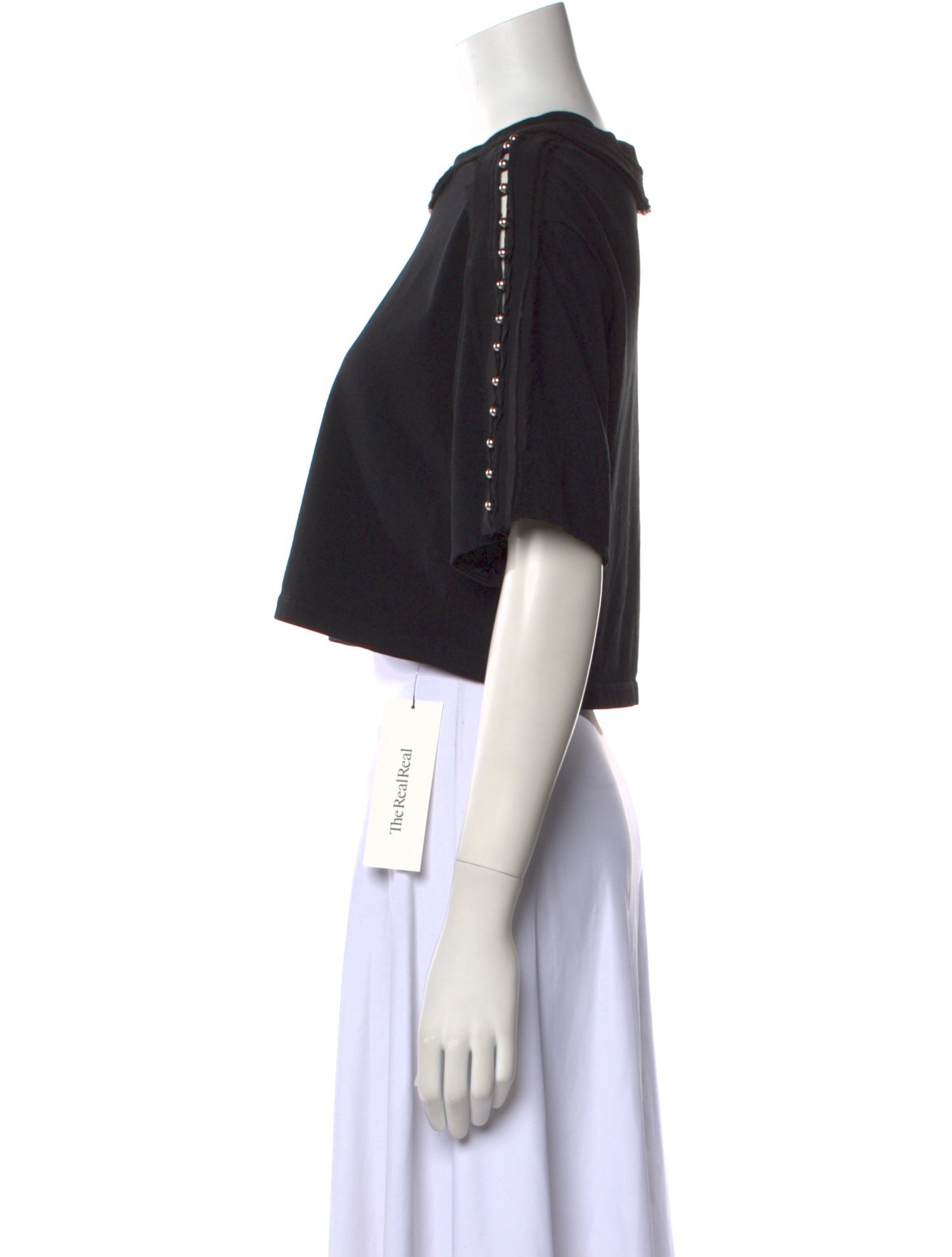 3.1 Phillip Lim Bateau Neckline Short Sleeve Crop Top