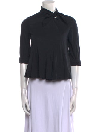 3.1 Phillip Lim Mock Neck Three-Quarter Sleeve Crop Top