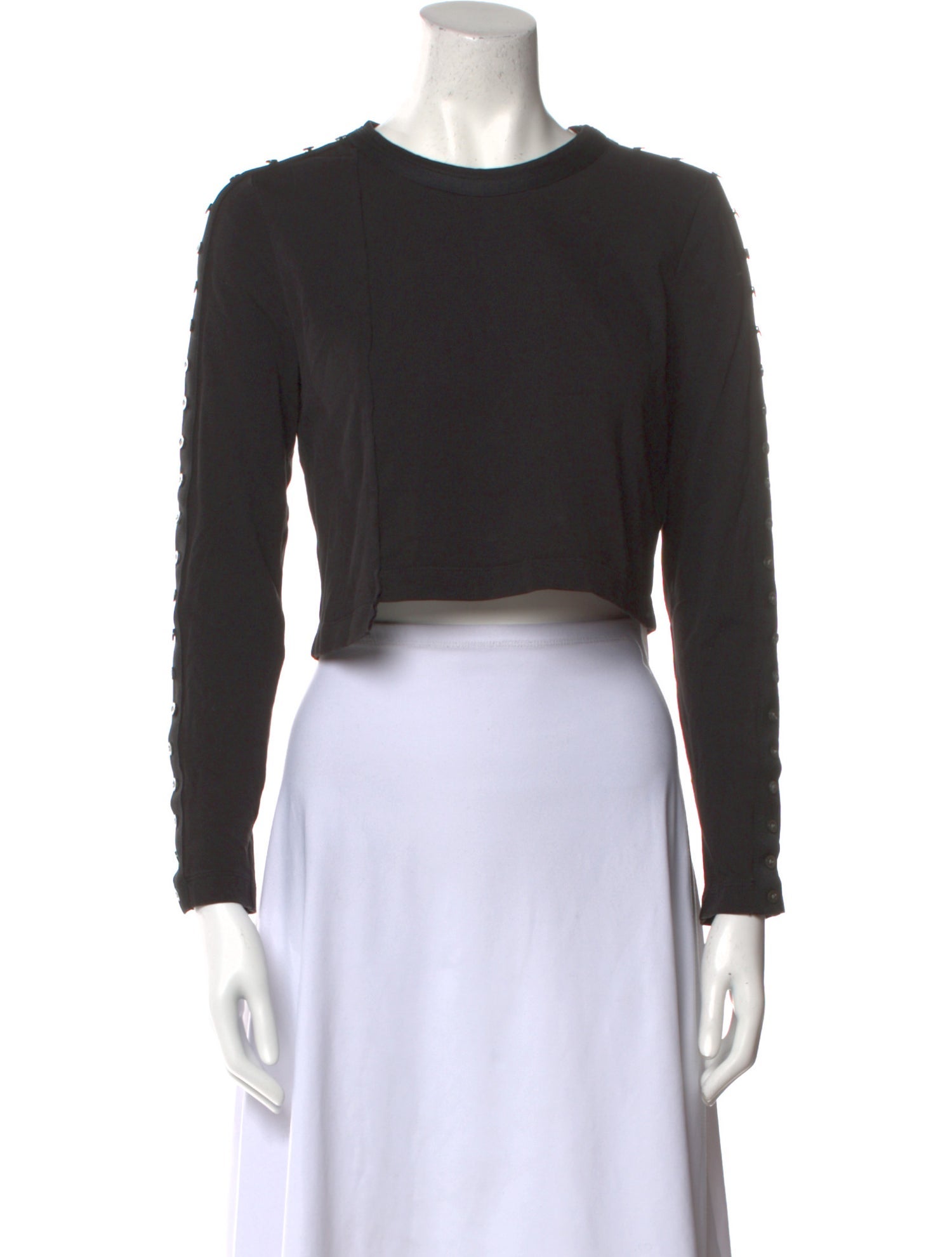 3.1 Phillip Lim Crew Neck Long Sleeve Crop Top