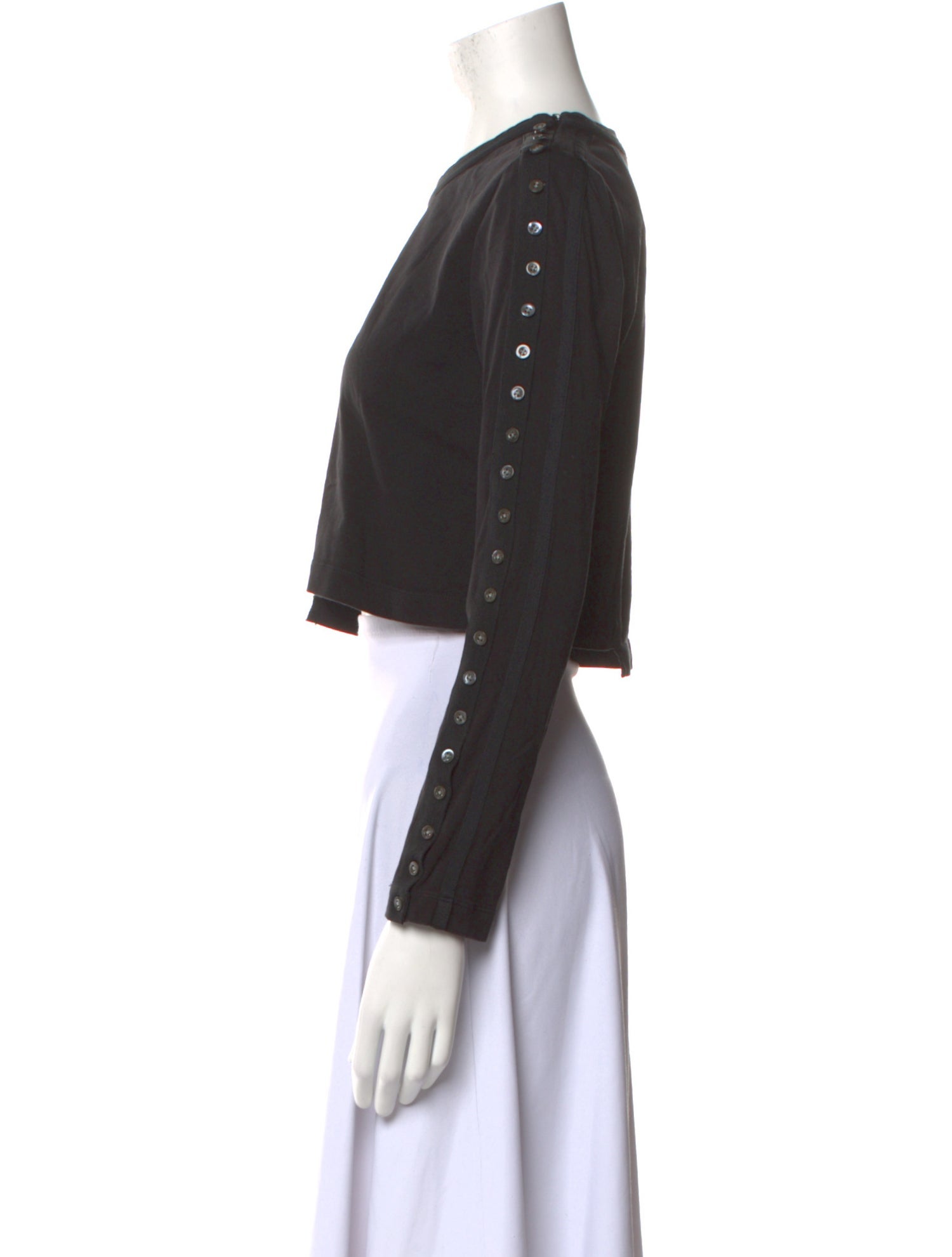 3.1 Phillip Lim Crew Neck Long Sleeve Crop Top