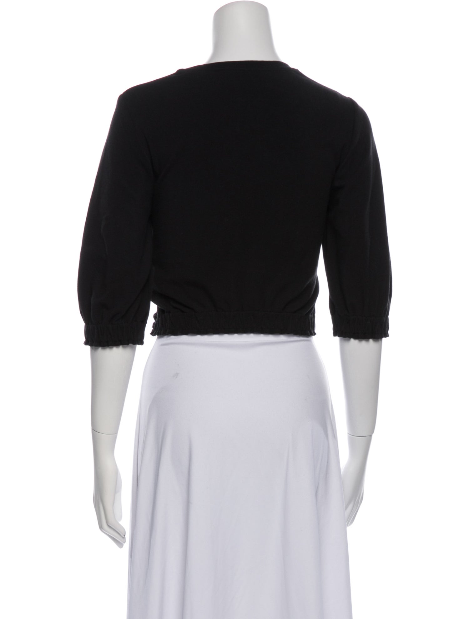3.1 Phillip Lim Crew Neck Three-Quarter Sleeve Crop Top