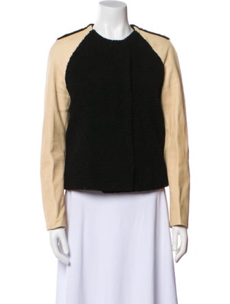 3.1 Phillip Lim Lamb Fur Colorblock Pattern Fur Jacket