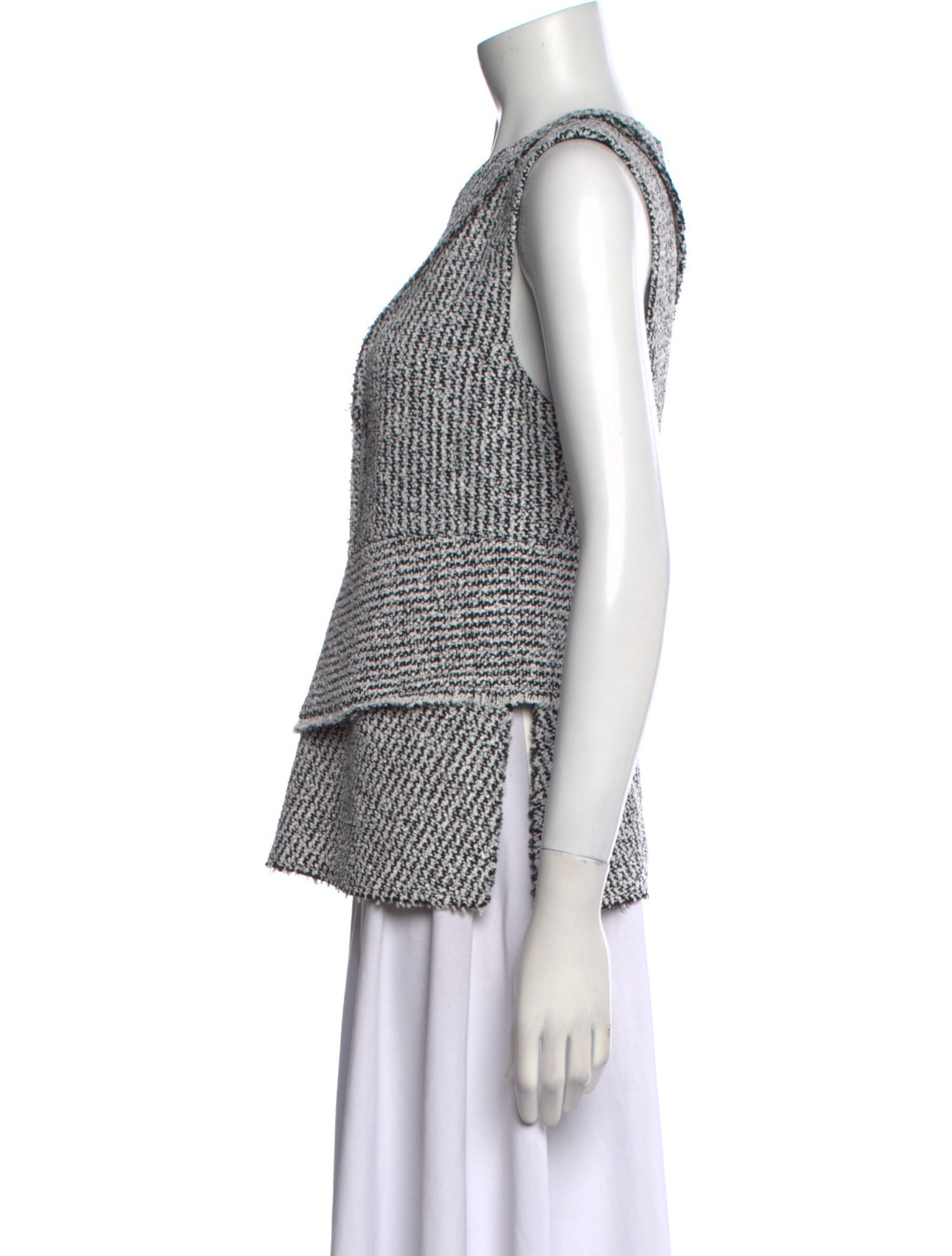 3.1 Phillip Lim Tweed Pattern Crew Neck Top