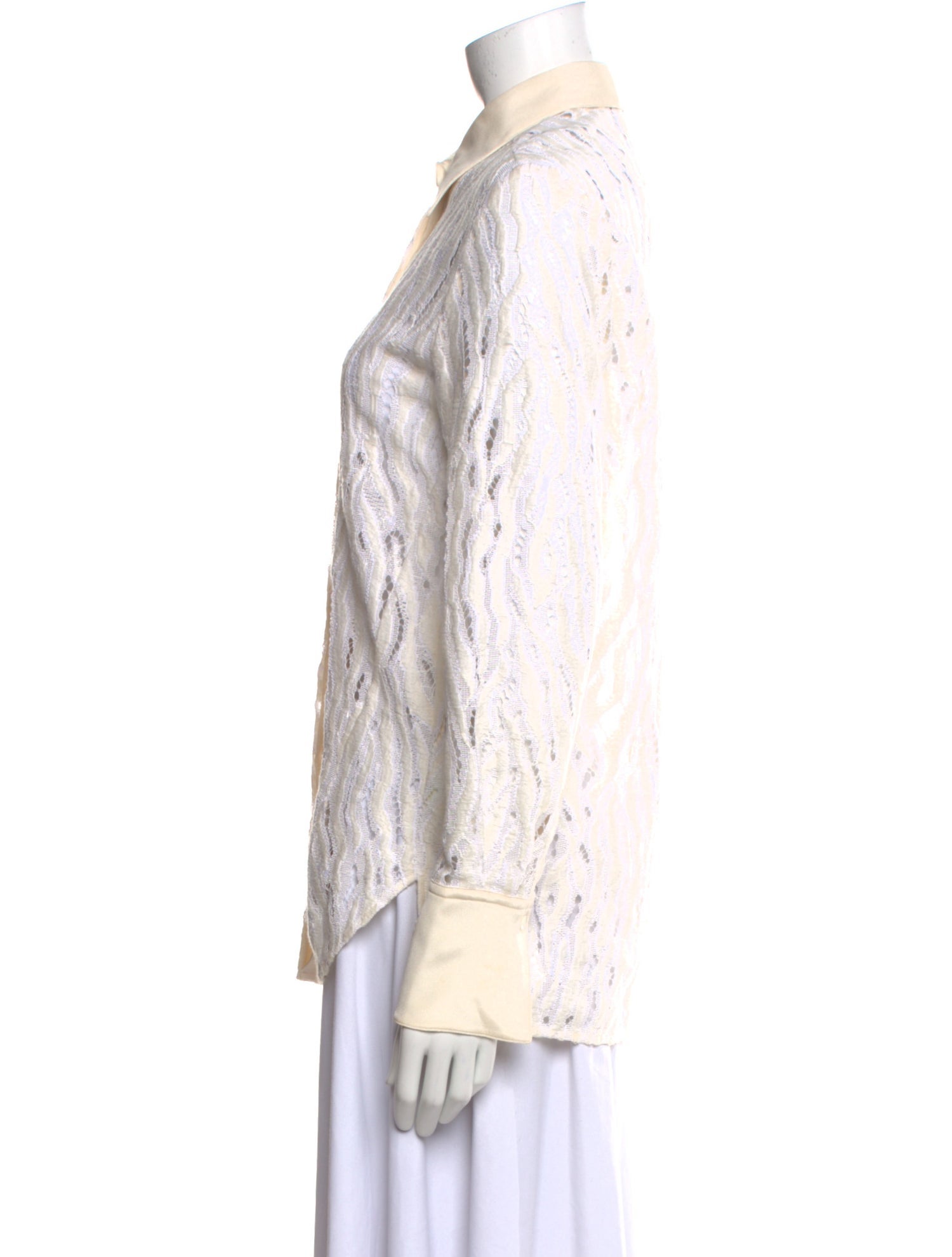 3.1 Phillip Lim Lace Pattern Long Sleeve Button-Up Top