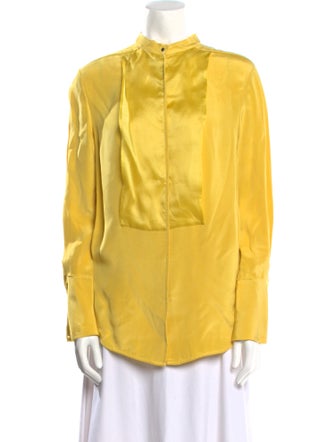 3.1 Phillip Lim Silk Mock Neck Button-Up Top