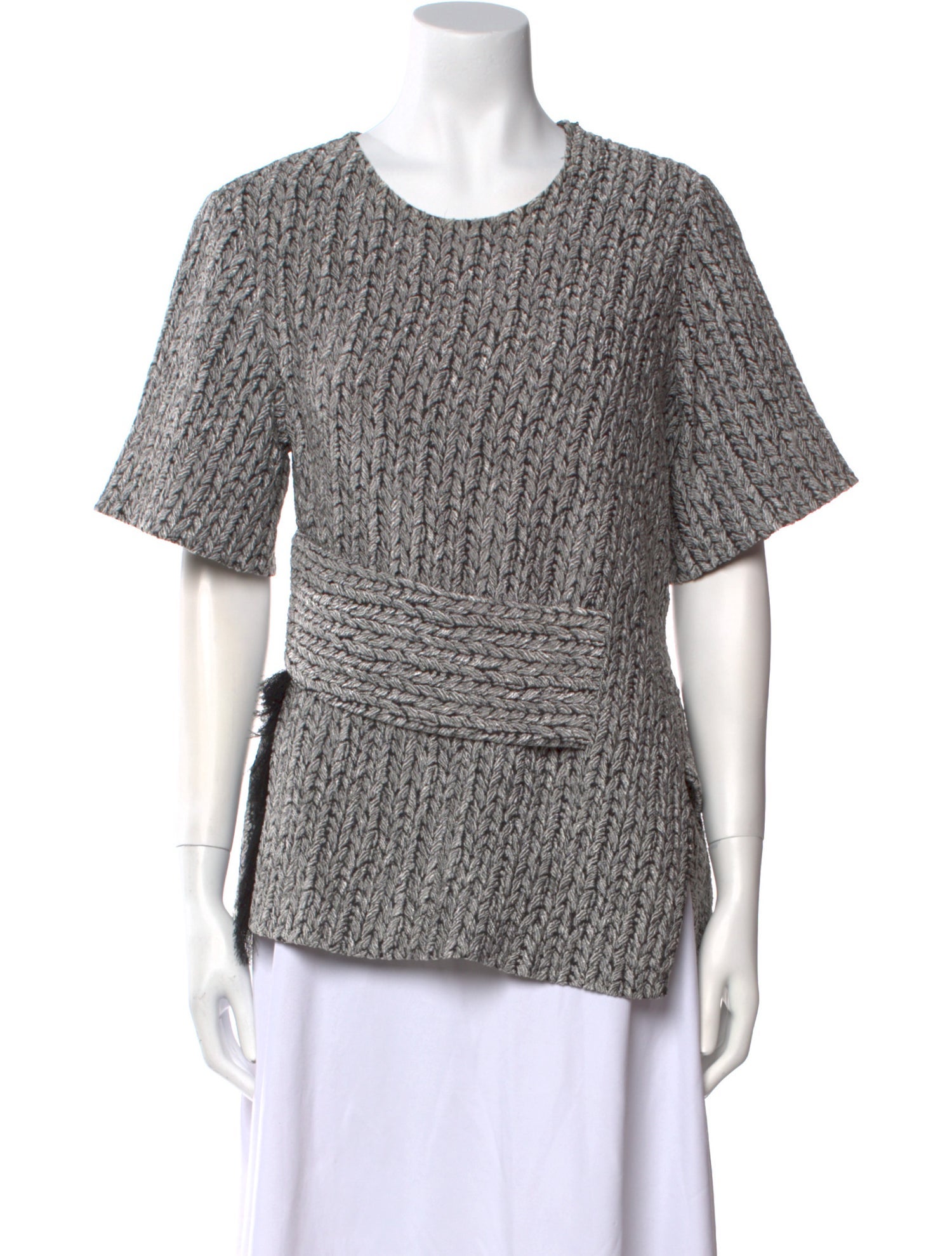 3.1 Phillip Lim Tweed Pattern Crew Neck Top