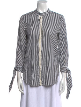 3.1 Phillip Lim Striped Three-Quarter Sleeve Button-Up Top