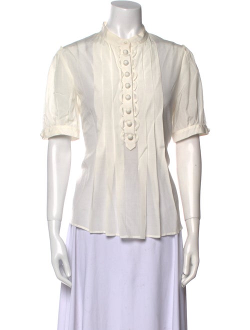 3.1 Phillip Lim Mock Neck Short Sleeve Button-Up Top